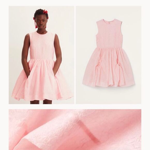 Simone Rocha x H&M Short Cloqué Mini Fit & Flare Dress Pink M - Picture 10 of 12